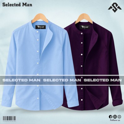 2 Pics Premium Quality Band Collar Shirt
