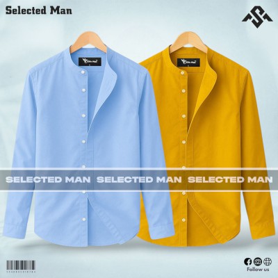2 Pics Premium Quality Band Collar Shirt