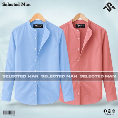 2 Pics Premium Quality Band Collar Shirt