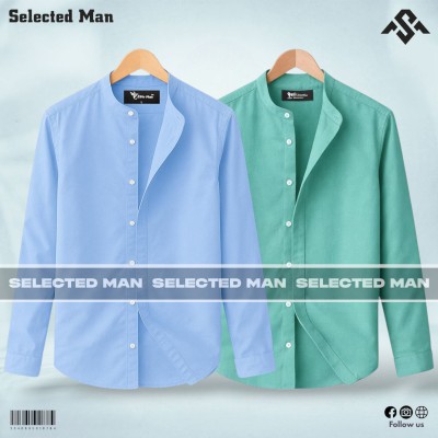 2 Pics Premium Quality Band Collar Shirt