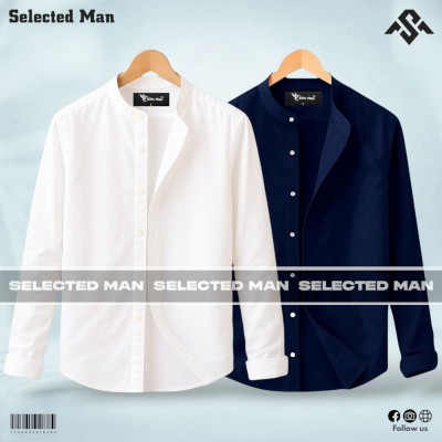 2 Pics Premium Quality Band Collar Shirt