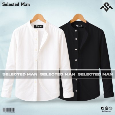 2 Pics Premium Quality Band Collar Shirt