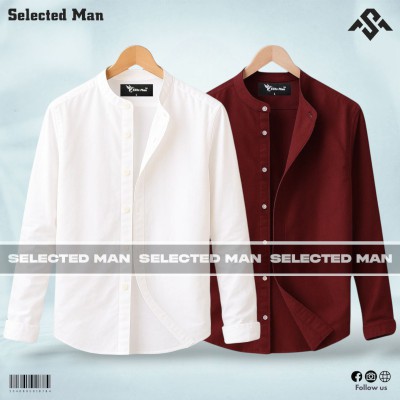 2 Pics Premium Quality Band Collar Shirt
