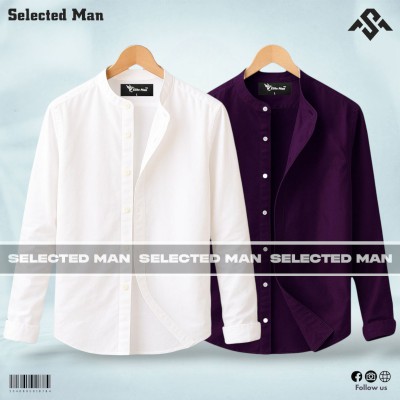 2 Pics Premium Quality Band Collar Shirt
