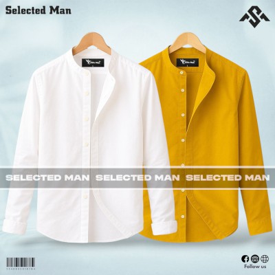 2 Pics Premium Quality Band Collar Shirt