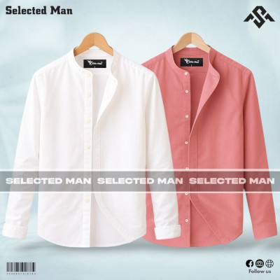 2 Pics Premium Quality Band Collar Shirt