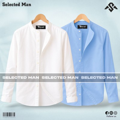 2 Pics Premium Quality Band Collar Shirt