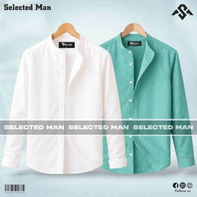 2 Pics Premium Quality Band Collar Shirt