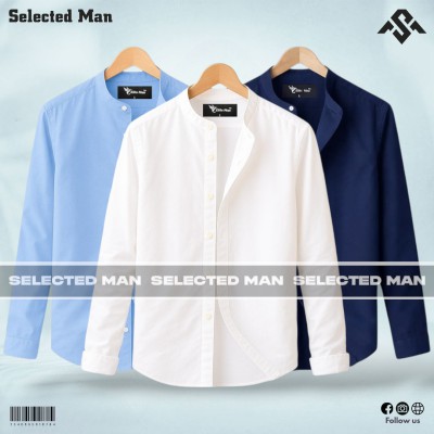 3 Pics Premium Quality Band Collar Shirt