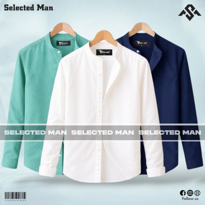 3 Pics Premium Quality Band Collar Shirt