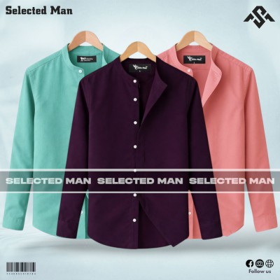 3 Pics Premium Quality Band Collar Shirt