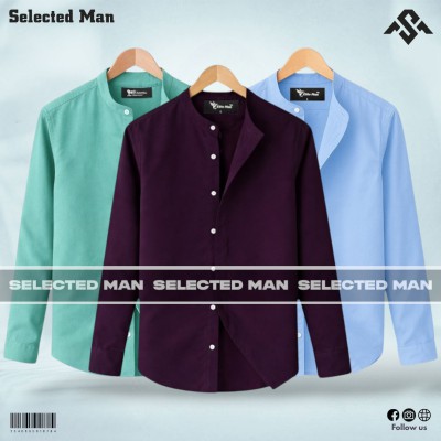 3 Pics Premium Quality Band Collar Shirt