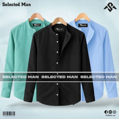 3 Pics Premium Quality Band Collar Shirt