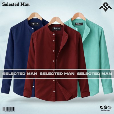 3 Pics Premium Quality Band Collar Shirt