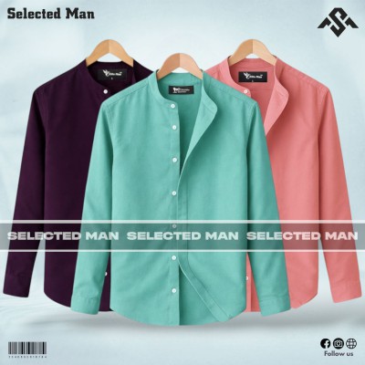 3 Pics Premium Quality Band Collar Shirt