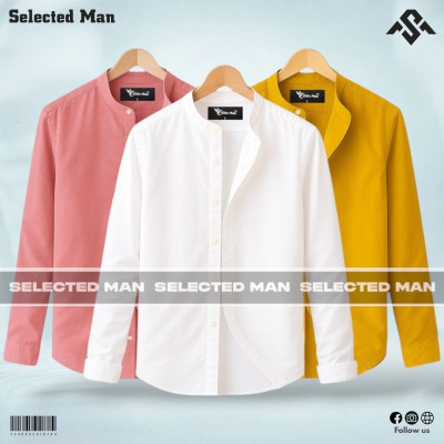 3 Pics Premium Quality Band Collar Shirt