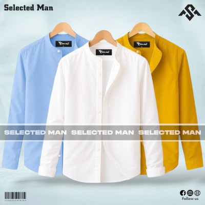 3 Pics Premium Quality Band Collar Shirt