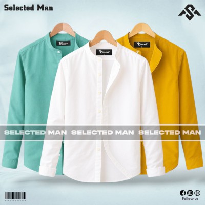 3 Pics Premium Quality Band Collar Shirt