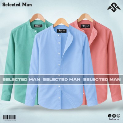 3 Pics Premium Quality Band Collar Shirt