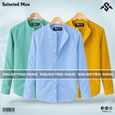 3 Pics Premium Quality Band Collar Shirt