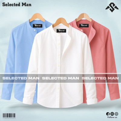 3 Pics Premium Quality Band Collar Shirt