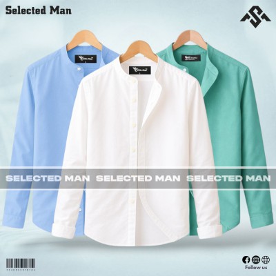 3 Pics Premium Quality Band Collar Shirt