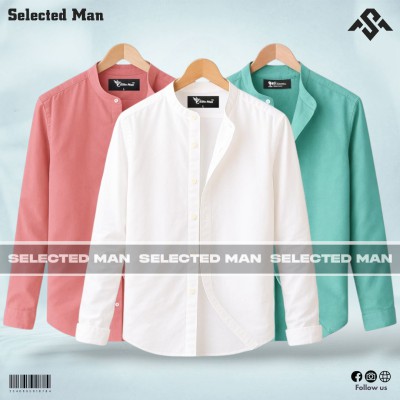 3 Pics Premium Quality Band Collar Shirt