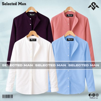 4 Pics Premium Quality Band Collar Shirt