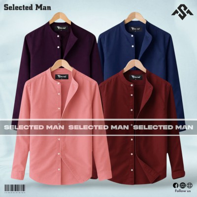 4 Pics Premium Quality Band Collar Shirt