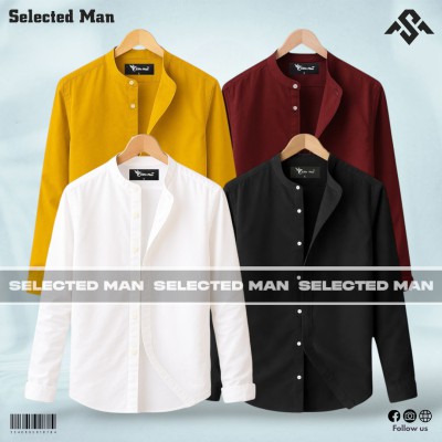 4 Pics Premium Quality Band Collar Shirt