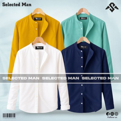 4 Pics Premium Quality Band Collar Shirt