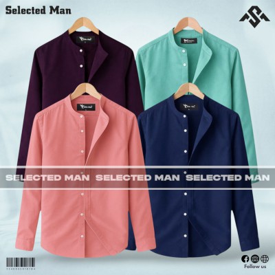 4 Pics Premium Quality Band Collar Shirt