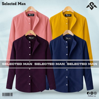 4 Pics Premium Quality Band Collar Shirt