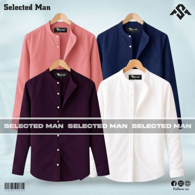 4 Pics Premium Quality Band Collar Shirt