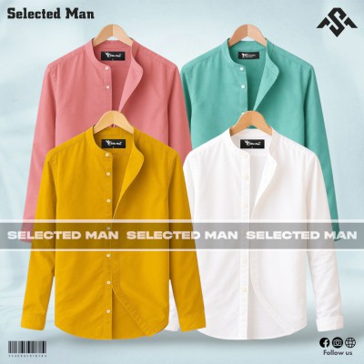 4 Pics Premium Quality Band Collar Shirt