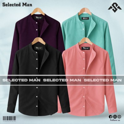 4 Pics Premium Quality Band Collar Shirt