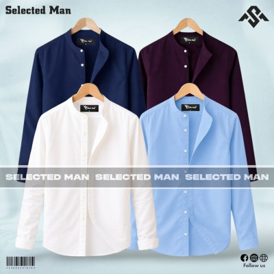 4 Pics Premium Quality Band Collar Shirt