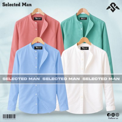 4 Pics Premium Quality Band Collar Shirt