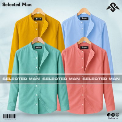 4 Pics Premium Quality Band Collar Shirt