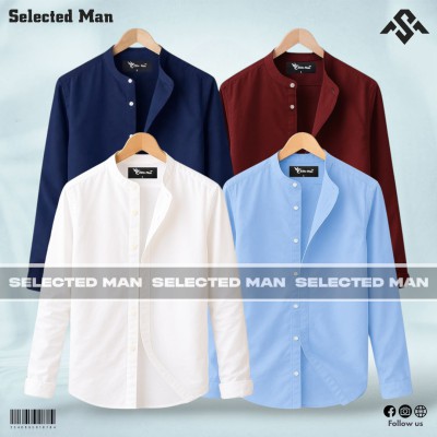 4 Pics Premium Quality Band Collar Shirt