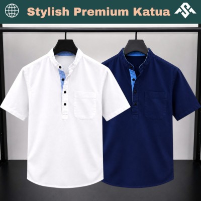 2 Pics Herringbone Fabrics Half Sleeve Katua