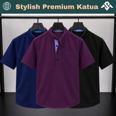 3 Pics Herringbone Fabrics Half Sleeve Katua