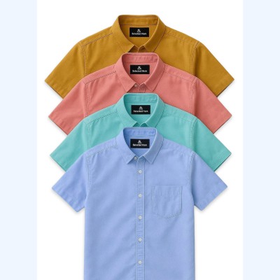 4 Pics Cotton Fabrics Half Sleeve Shirt