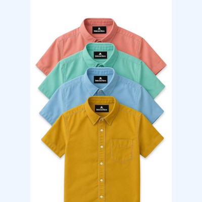4 Pics Cotton Fabrics Half Sleeve Shirt